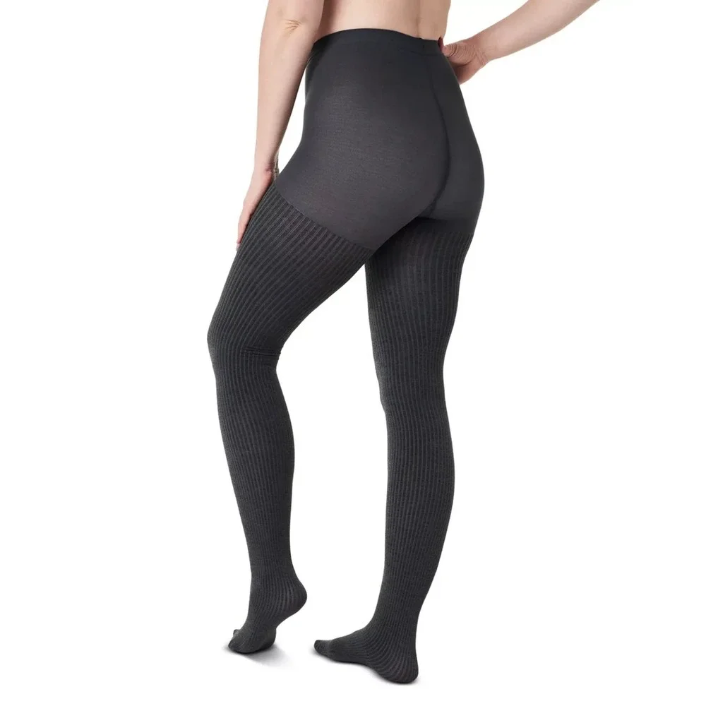SPANX shaping‎ Rib Knit Shorty Tights Charcoal Heather Grey Size A NEW